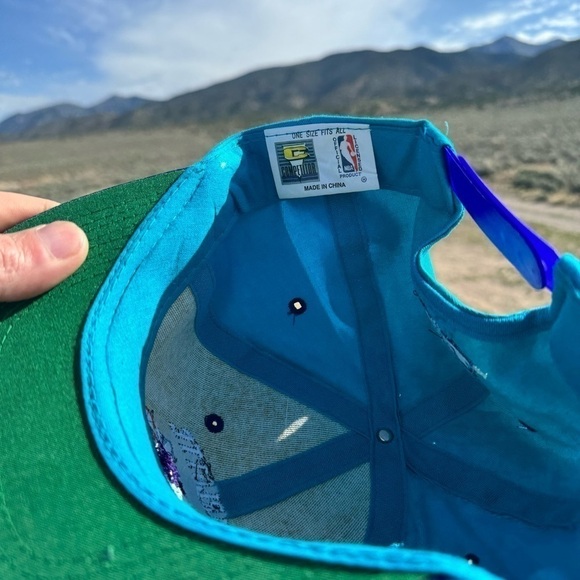 90s Charlotte Hornets NBA Snap Back hat purple teal nice condition adjustable - Picture 7 of 7